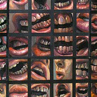 Not A Whisper - Oil painting of lips on paper by Scott Hutchison