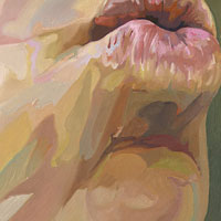 Chin Up - Oil painting of lips on Aluminum by Scott Hutchison