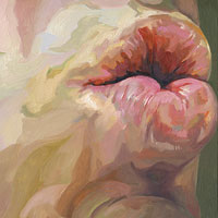 Pucker - Oil painting of lips on Aluminum by Scott Hutchison