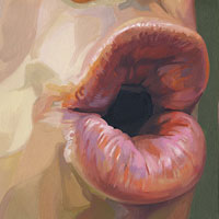 Oh - Oil painting of lips on Aluminum by Scott Hutchison