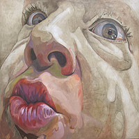Waiting to Eat - Oil painting portrait on wood by Scott Hutchison