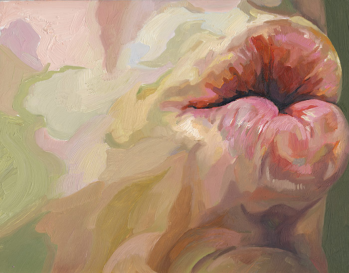 Painting of my mouth with puckering lips