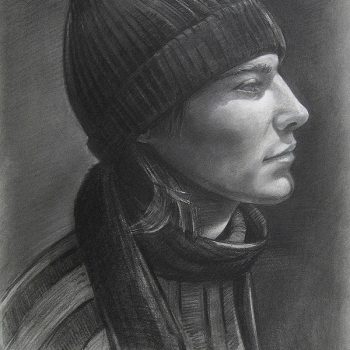 dark graphite portrait profile drawing