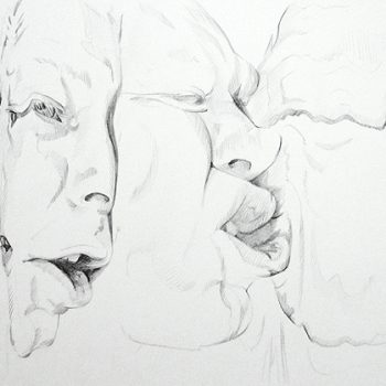 Graphite Drawing of Faces melting together