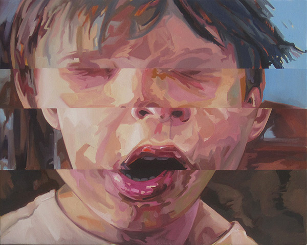 My four year old son, collaged into a portrait oil painting