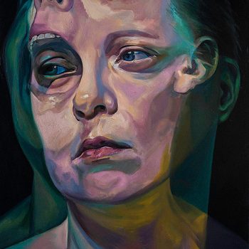 Dual Portrait in oils of a woman screaming