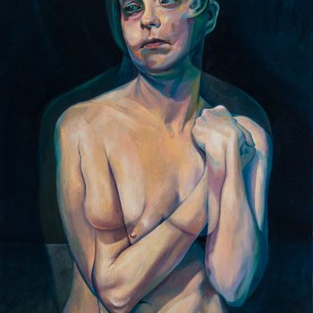 A Moment After by Scott Hutchison - Oil painting - A woman with two conflicting emotions