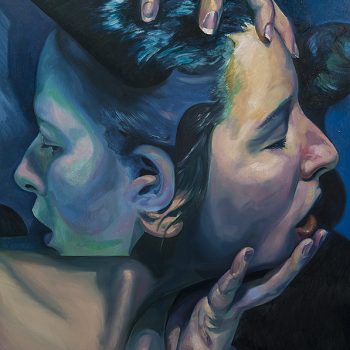 The final layer of a double portrait painting titled Entwined by Scott Hutchison