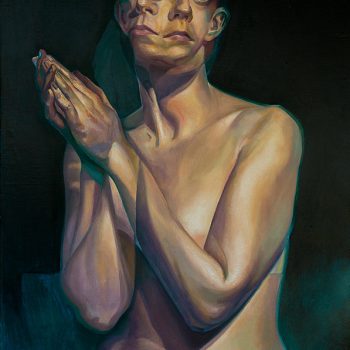 Double Exposure painting of Woman in a praying pose