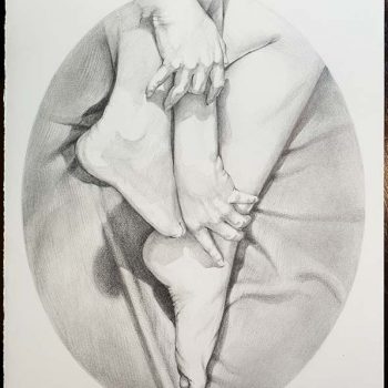 A graceful drawing of feet and hands