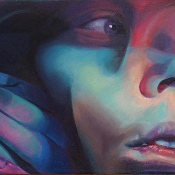 Blue and Red surreal portrait titled "Inside Out" by Scott Hutchison