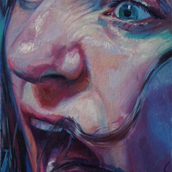 A colorful screaming portrait titled "Open Wide" By Scott Hutchison
