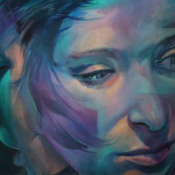 Looking at Scott Hutchison's oil painting titled She Ends and Begins