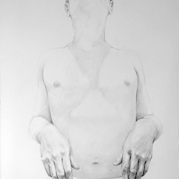 a self portrait and torso figure drawing in graphite